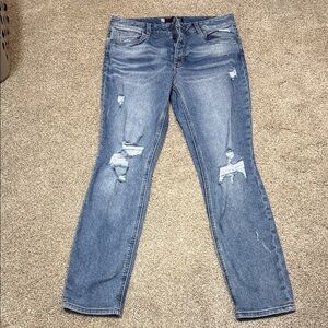 Kut from the Kloth Medium Blue Ripped Skinny Jeans